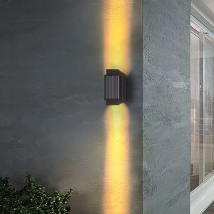 NOV382 Round/Rectangular Metal/Acrylic Outdoor Wall Lamp, Black