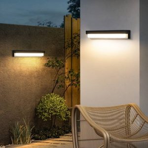 NOV369 Minimalist Solar Linear Acrylic Outdoor Wall Lamp, Black
