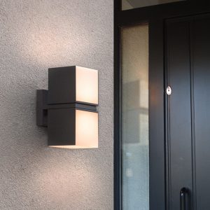 NOV373 Geometry Rotatable Metal/Acrylic Outdoor Waterproof Wall Lamp, Black
