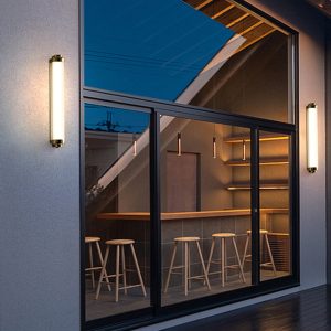 NOV385 Edge Minimalist Cylindrical Metal Outdoor Wall Lamp, Black/Gold/Silver