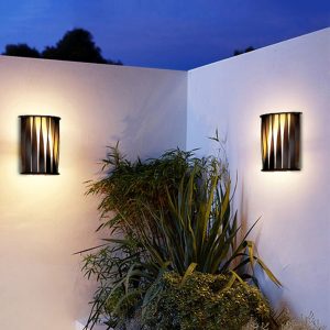 NOV374 Designer Semi-cylindrical Acrylic Outdoor Wall Lamp, Balck/White
