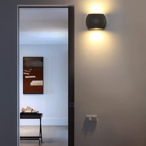 NOV370 Minimalist Geometric Metal Outdoor Wall Lamp, Black/Gray
