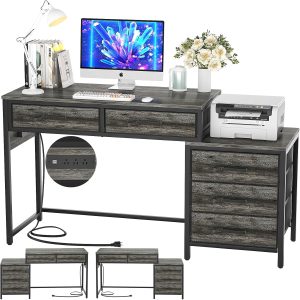 NOV399 Computer Drawers Reversible Charging Desk