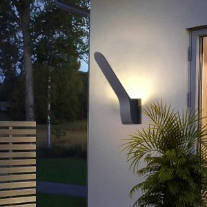 NOV371 Minimalist Tilt Linear Metal Outdoor Wall Lamp, Black